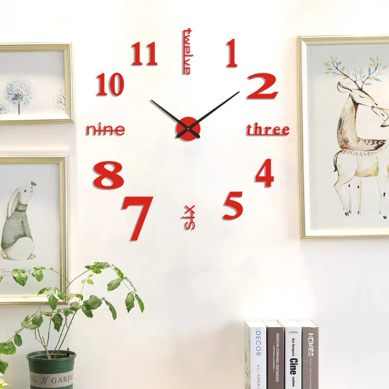 Soundless 90 to 120Cm Large 3D DIY Wall Clock