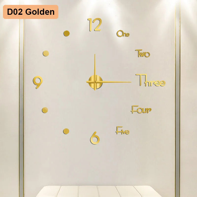 Soundless 90 to 120Cm Large 3D DIY Wall Clock