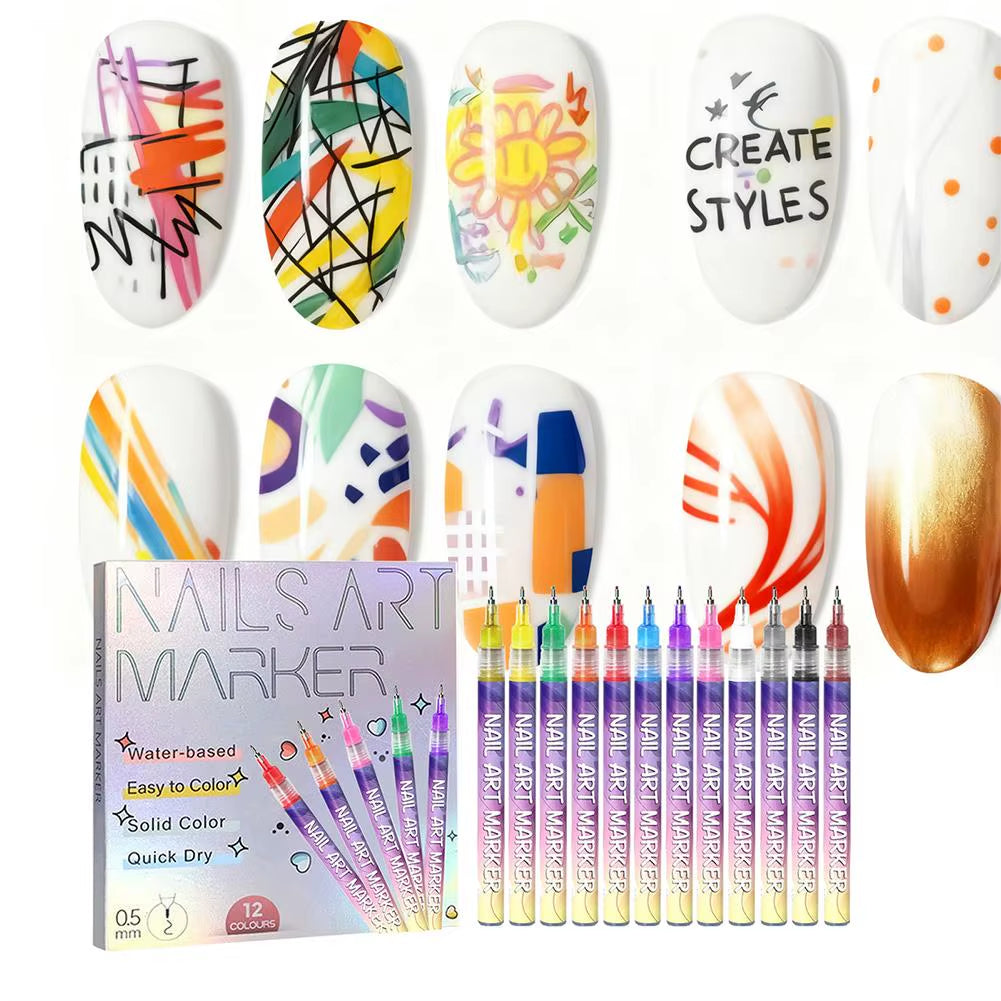 12Pcs/Acrylic Nail Pen Set