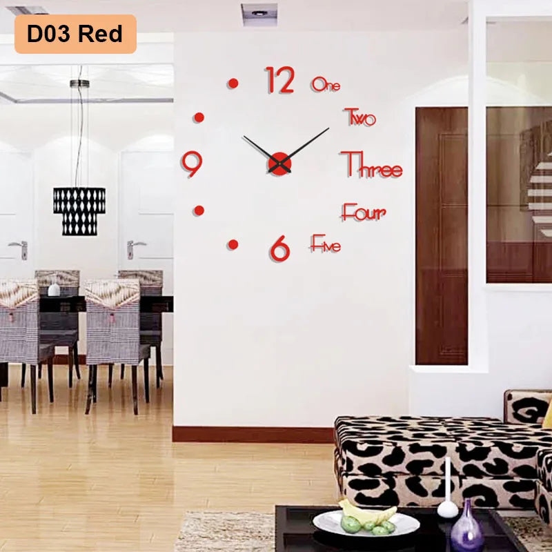 Soundless 90 to 120Cm Large 3D DIY Wall Clock
