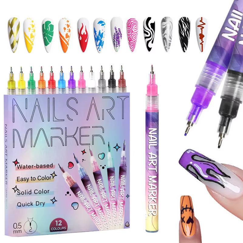 12Pcs/Acrylic Nail Pen Set