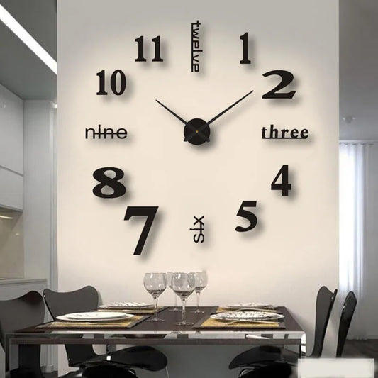Soundless 90 to 120Cm Large 3D DIY Wall Clock