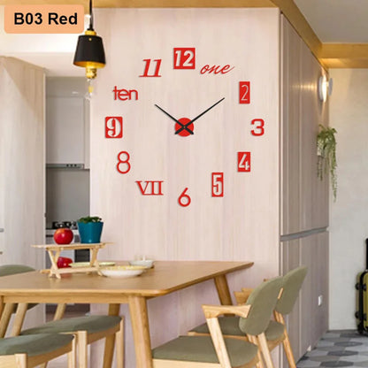 Soundless 90 to 120Cm Large 3D DIY Wall Clock